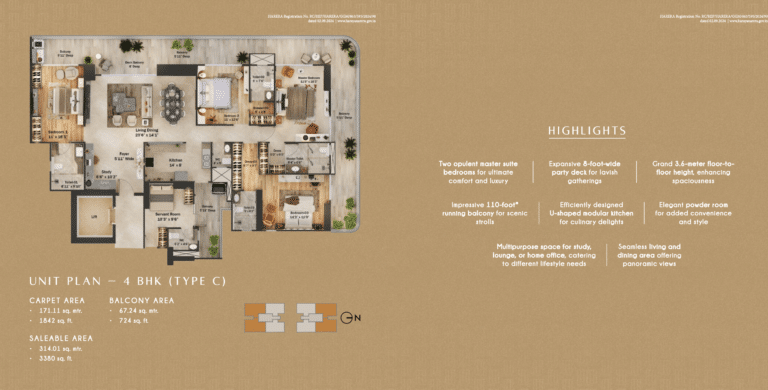 UNIT PLAN – 4 BHK (TYPE C)-min