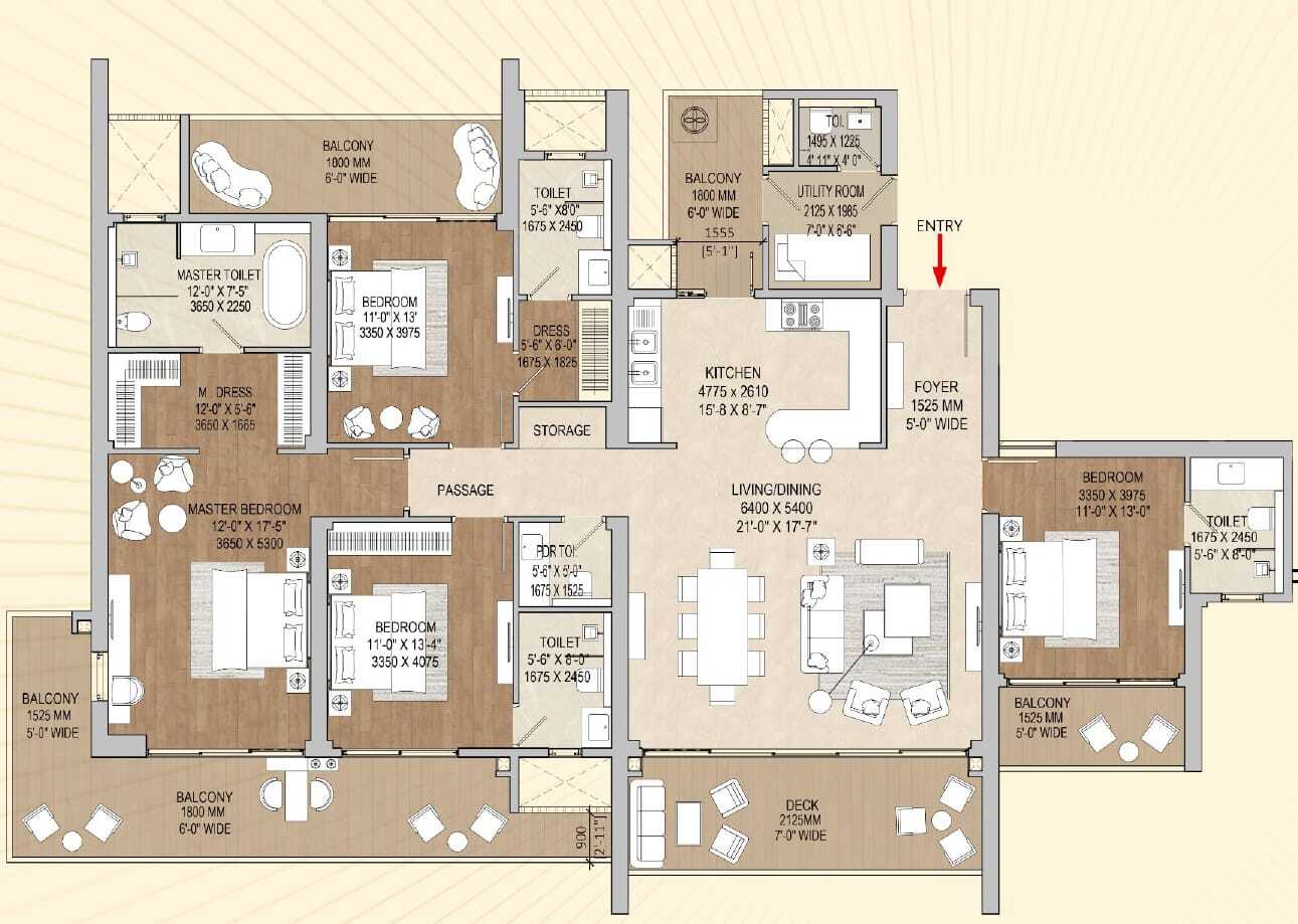 Signture Cloverdale Floor Plan 4 BHK