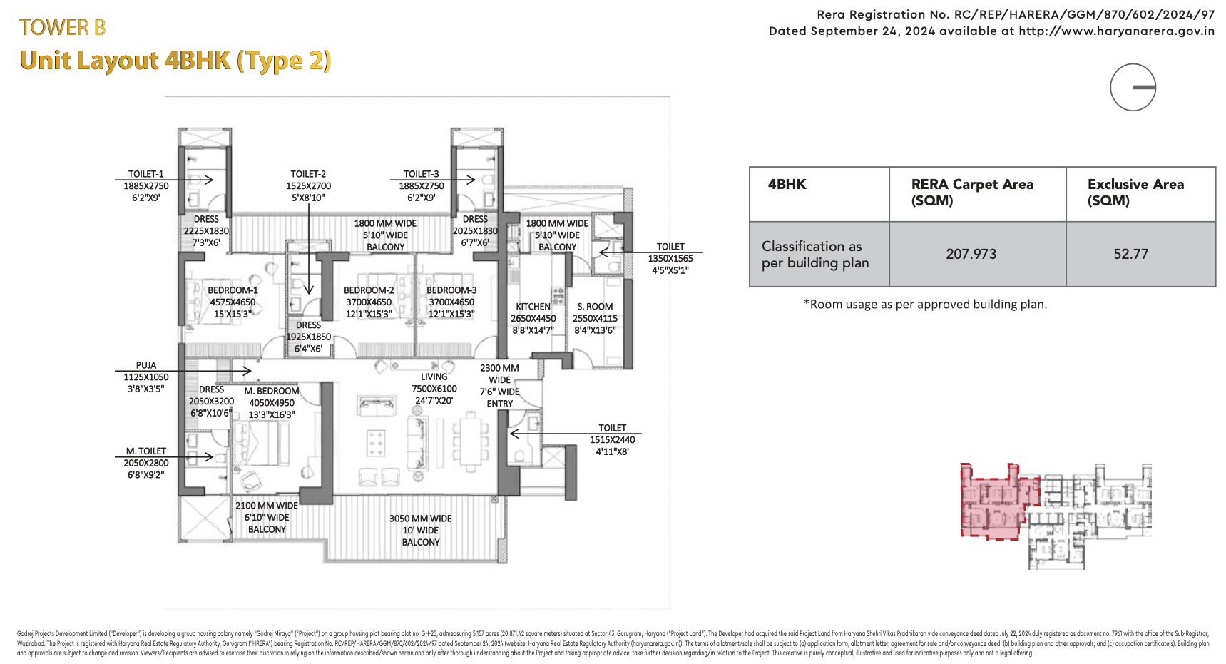 4BHK Godrej Miraya Sector 43-min