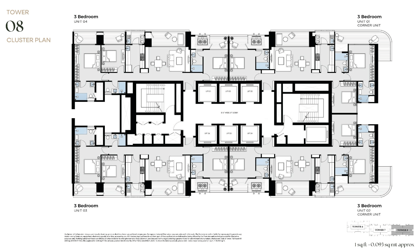 Type 08 Cluster Plan 3 Bedroom-min