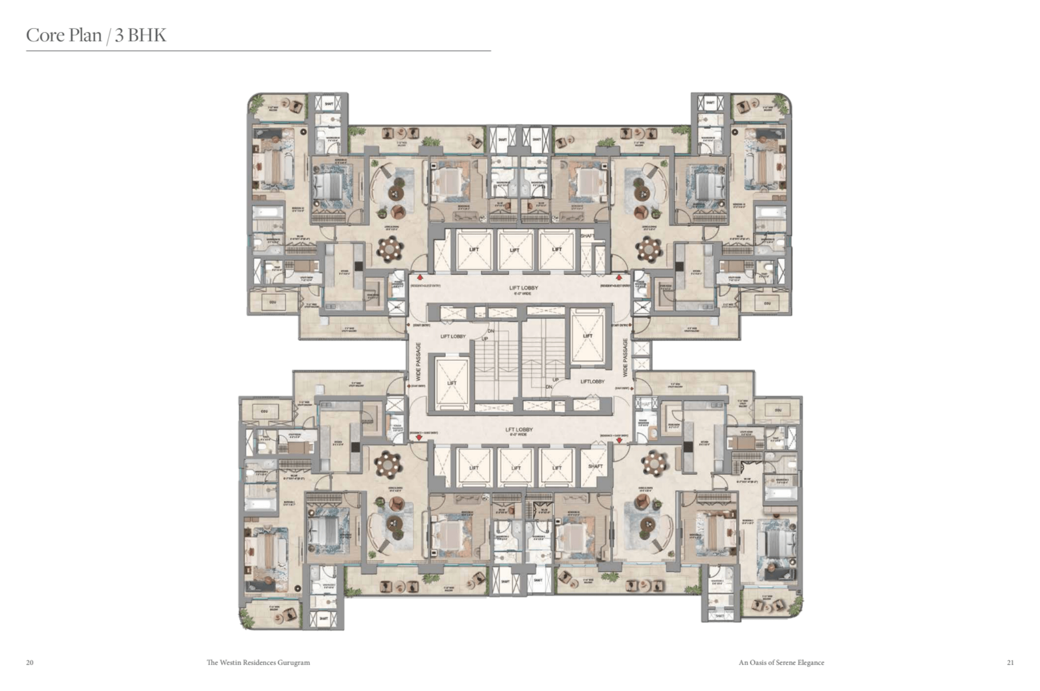 Whiteland The Westin Residences 3BHK Core Plan-min