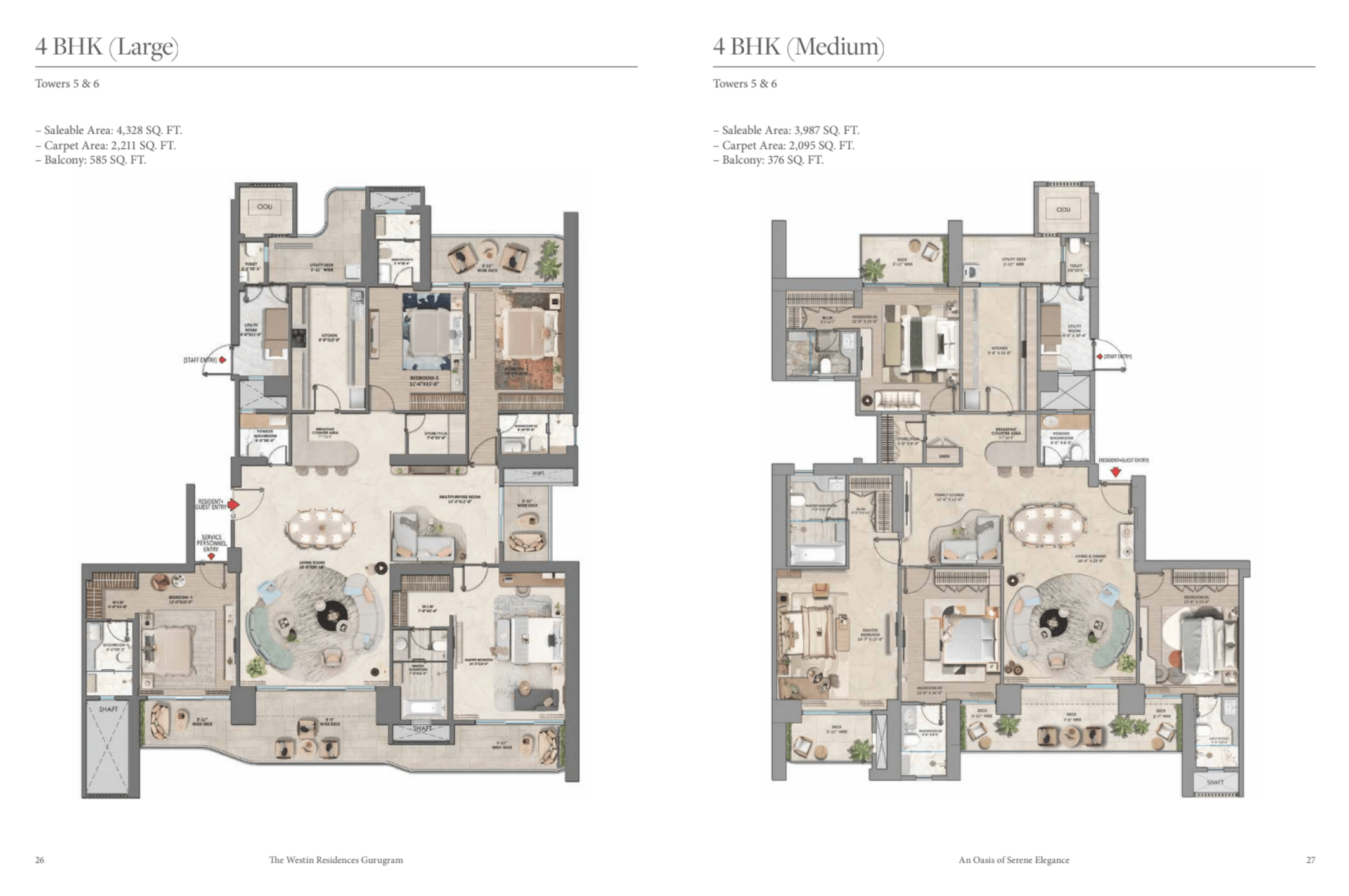 Whiteland The Westin Residences 4BHK Large and Medium-min