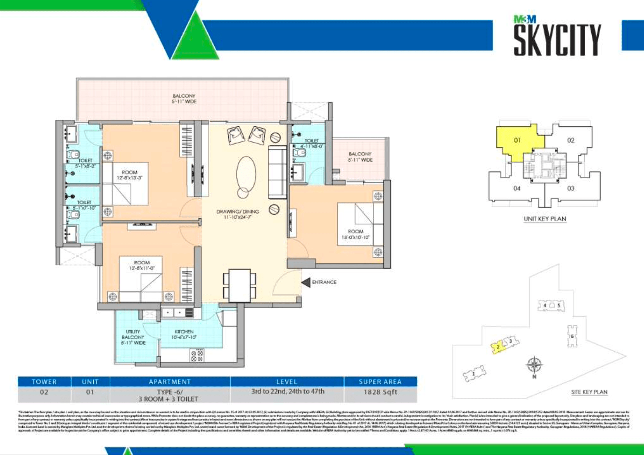 m3m heights 3bhk floor plan-min