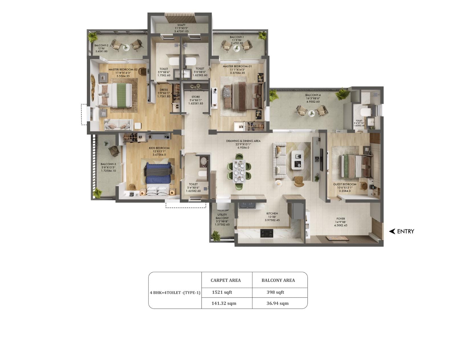 Ashiana Aaroham 4BHK +4T