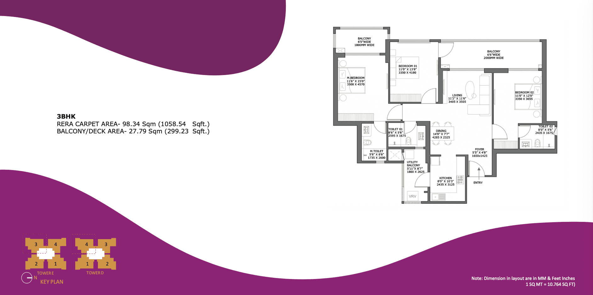 Birla Pravaah 3BHK Unit Floor Plan-min
