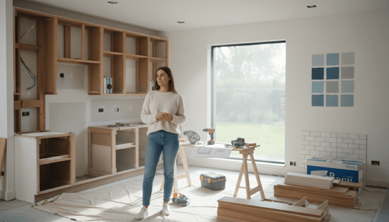 girl seeing kitchen area and want to rebuild it