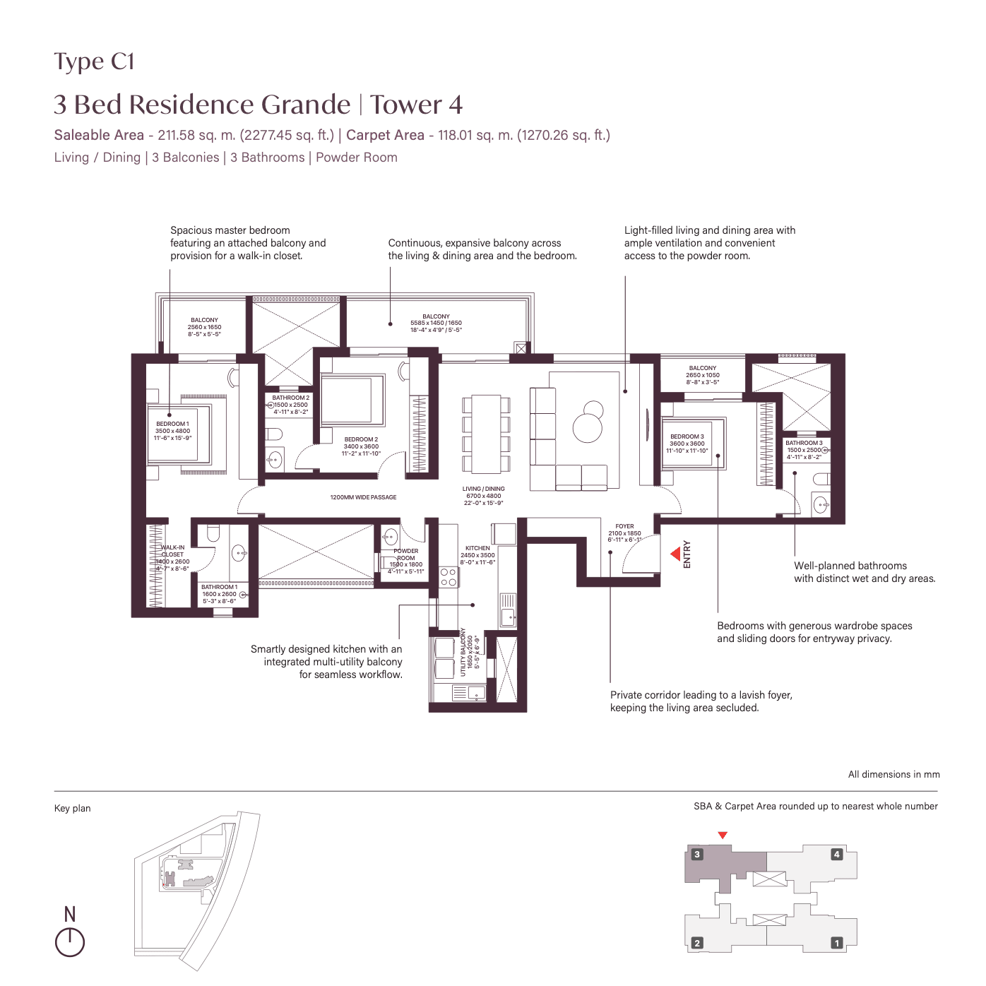 tower c1 3bhk layout